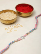 Stone Studded and Beaded Thread and Metal Rakhi Bracelet