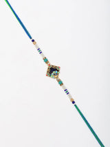Meenakari Peacock Beaded Thread and Metal Rakhi Bracelet
