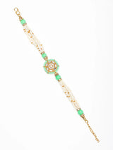 Green and White Beaded Adjustable Bracelet Rakhi