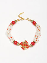 Diamond Shape Stone and Bead Adjustable Bracelet Rakhi