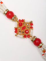 Diamond Shape Stone and Bead Adjustable Bracelet Rakhi
