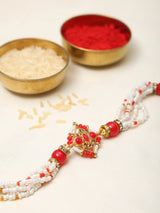 Diamond Shape Stone and Bead Adjustable Bracelet Rakhi