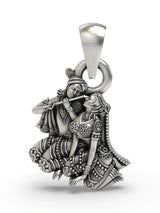 Seated Radha Krishna Sterling Silver Pendant