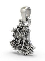 Seated Radha Krishna Sterling Silver Pendant