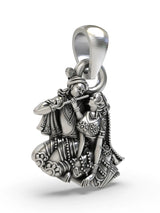 Seated Radha Krishna Sterling Silver Pendant