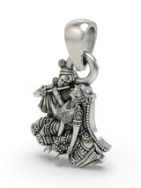 Seated Radha Krishna Sterling Silver Pendant