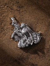 Seated Radha Krishna Sterling Silver Pendant