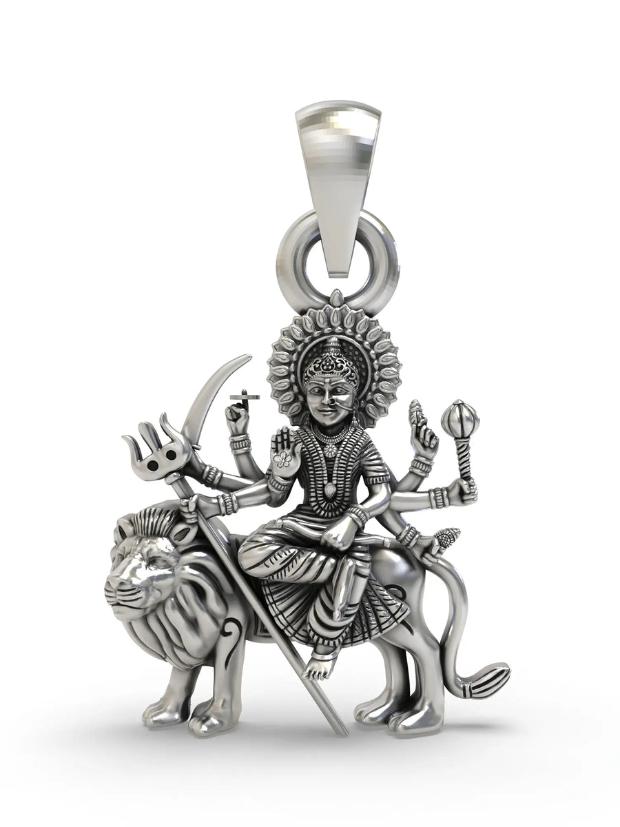 Goddess Durga Sterling Silver Pendant