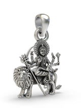 Goddess Durga Sterling Silver Pendant