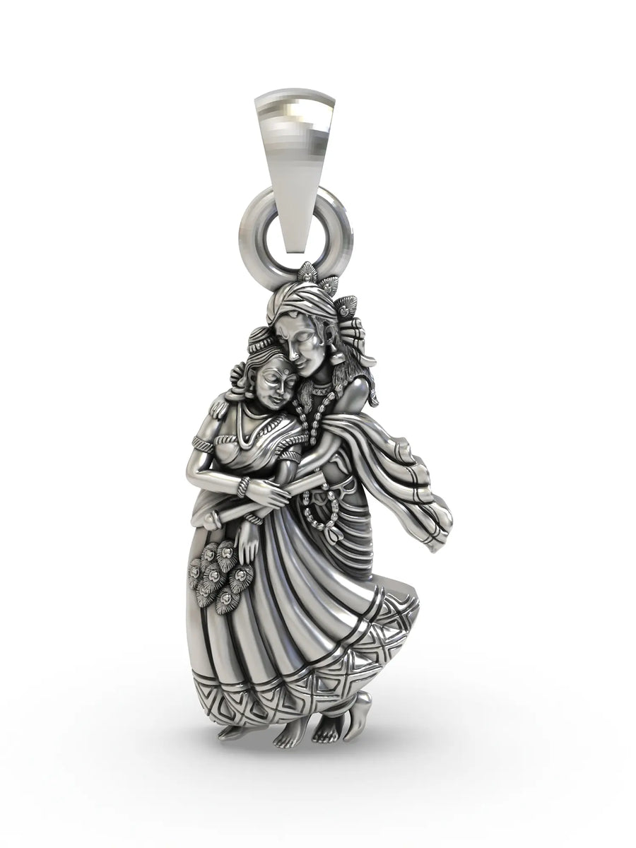 Radha Krishna Sterling Silver Pendant