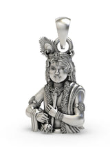 Lord Krishna Playing Murli Sterling Silver Pendant