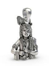 Lord Krishna Playing Murli Sterling Silver Pendant