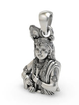 Lord Krishna Playing Murli Sterling Silver Pendant