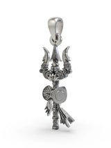 Trident and Damru Sterling Silver Pendant
