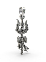 Trident and Damru Sterling Silver Pendant