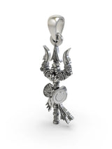Trident and Damru Sterling Silver Pendant