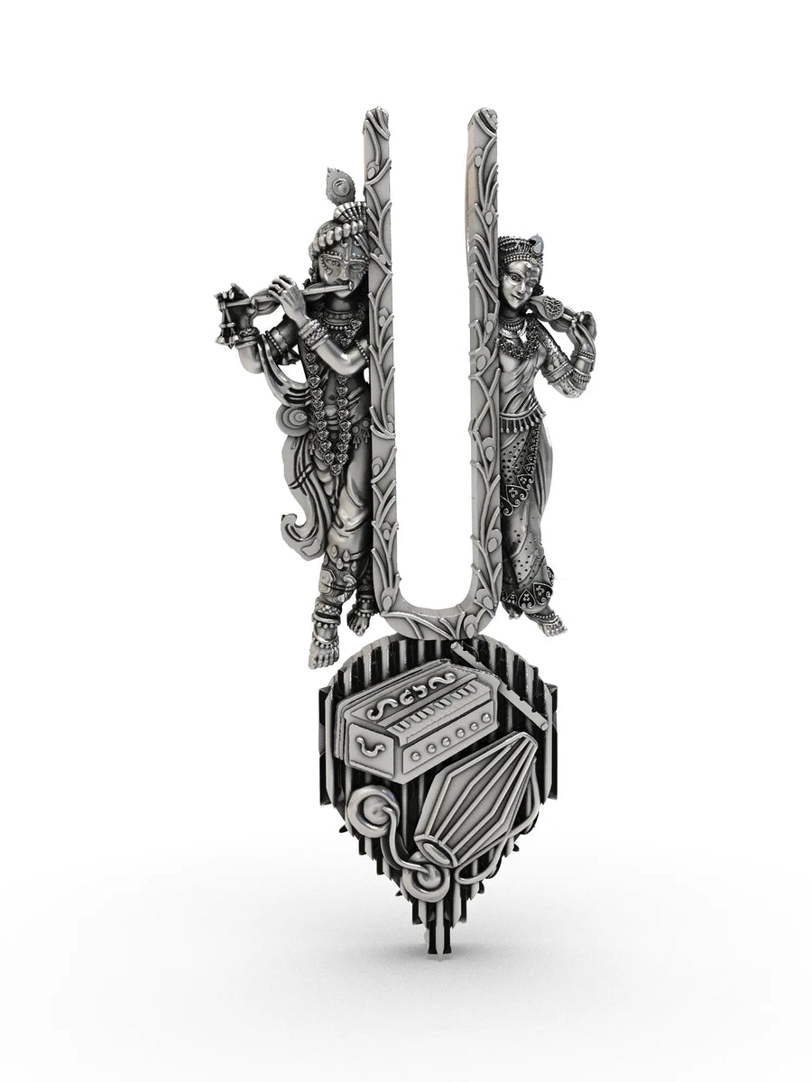 Radha Krishna Vaishnav Tilak Sterling Silver Pendant