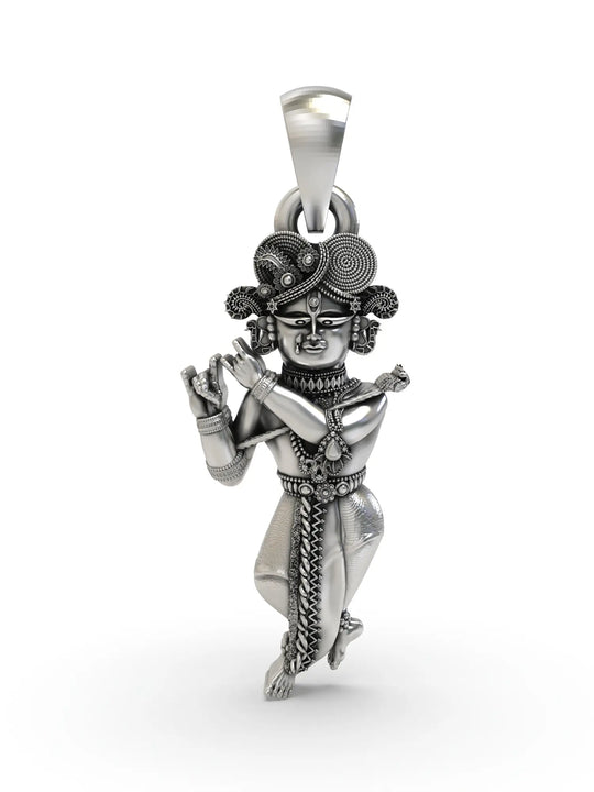Radha Ramana Devotional Sterling Silver Pendant