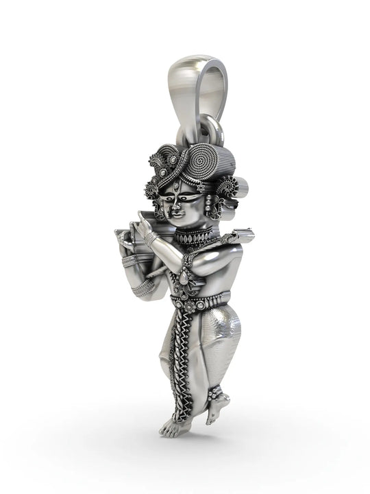 Radha Ramana Devotional Sterling Silver Pendant