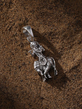 Krishna Playing Flute with Cow Sterling Silver Pendant