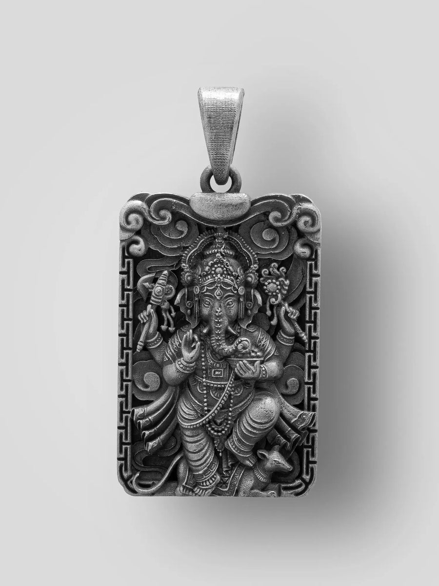 Chaturbhuja Ganesha Sterling Silver Pendant