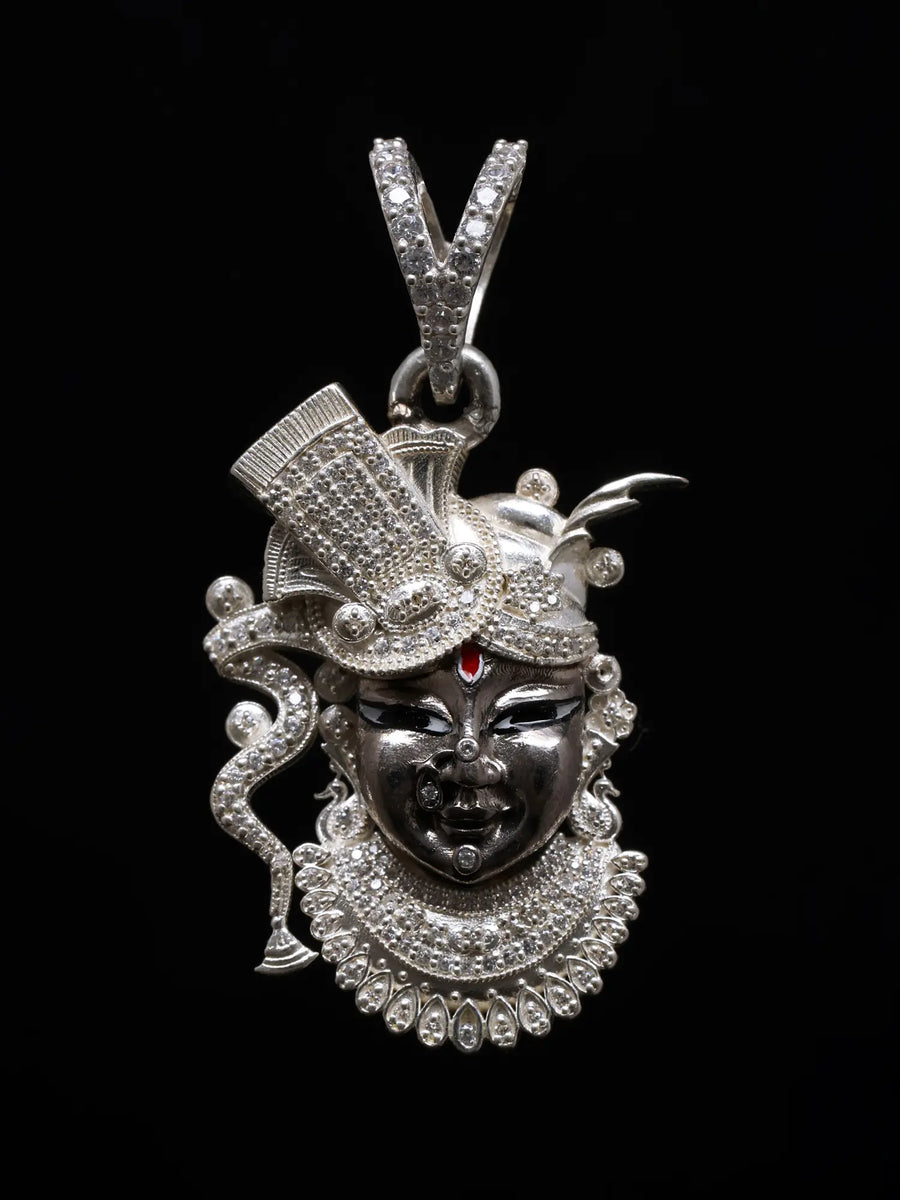 Shrinathji Meenakari Face Sterling Silver Pendant