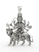 Goddess Durga Ambe Maa Sterling Silver Pendant