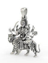 Goddess Durga Ambe Maa Sterling Silver Pendant
