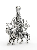Goddess Durga Ambe Maa Sterling Silver Pendant