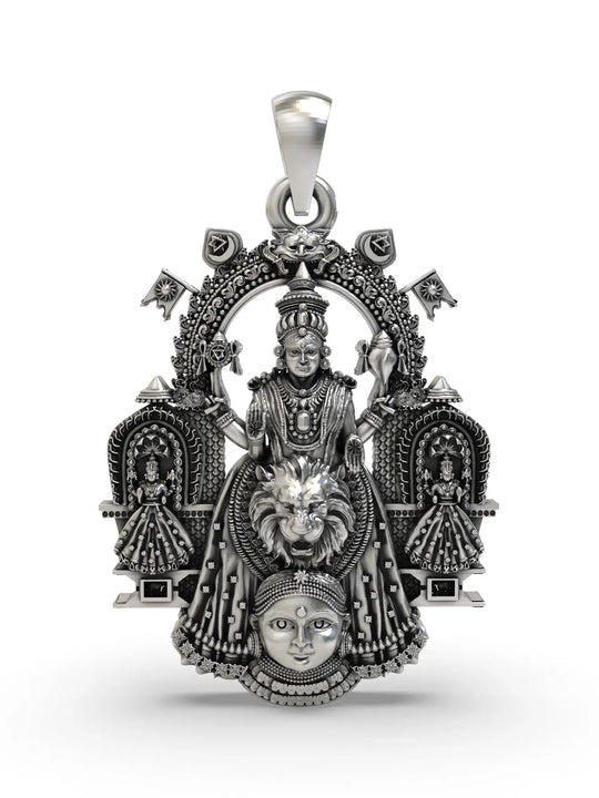 Goddess Mookambika Sterling Silver Pendant