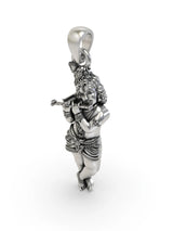 Fluting Bal Krishna Sterling Silver Pendant