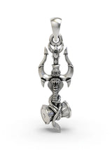 Trishul Damru and Serpent Sterling Silver Pendant