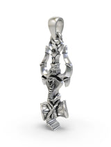 Trishul Damru and Serpent Sterling Silver Pendant