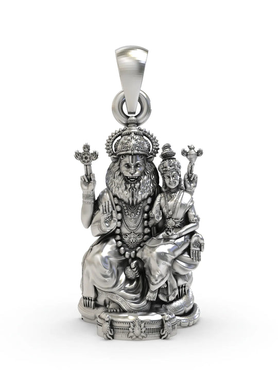 Narasimha Lakshmi Temple Sterling Silver Pendant