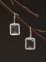 Cushion Cut Crystal Sterling Silver Dangle Earrings