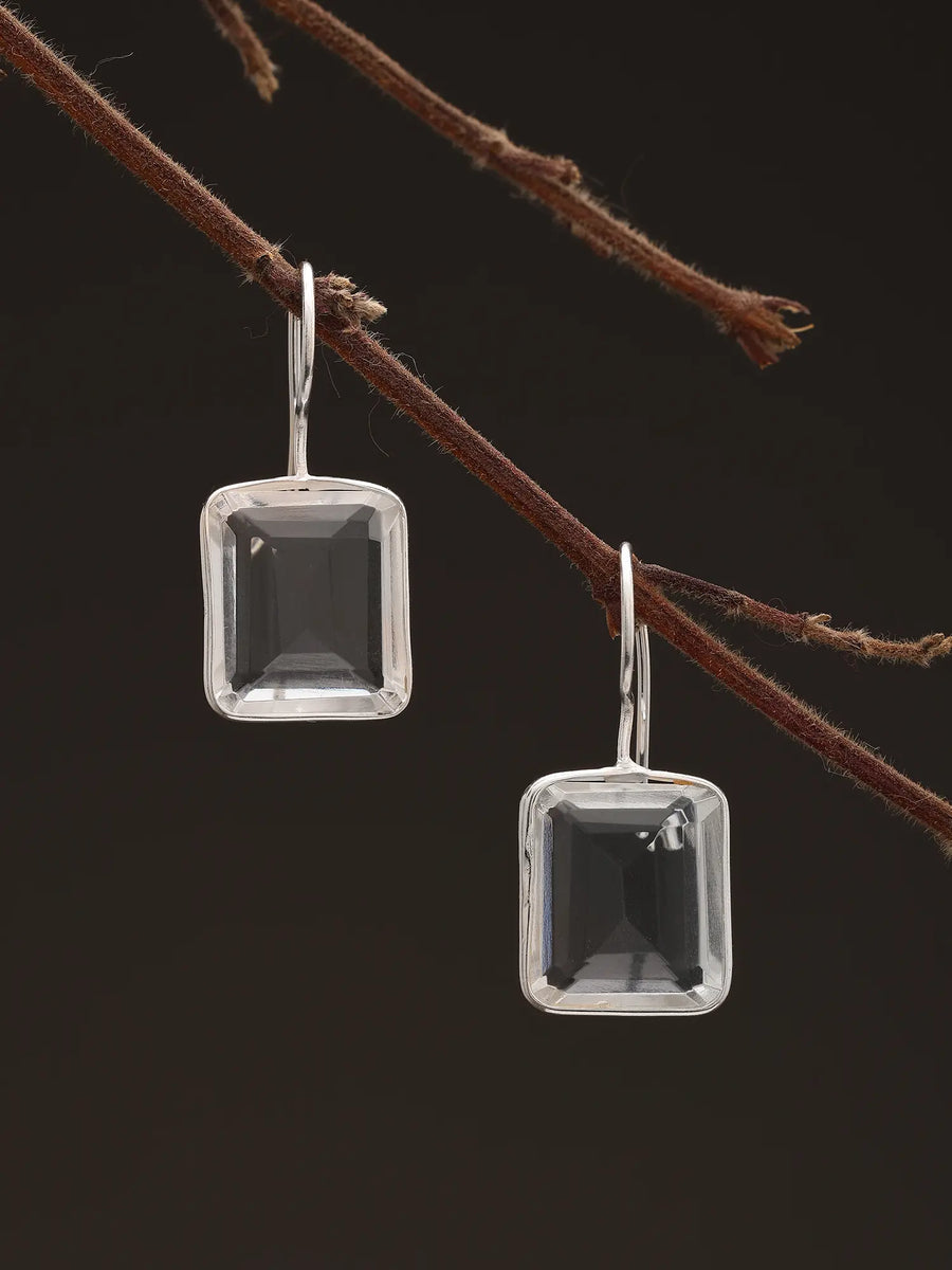 Cushion Cut Crystal Sterling Silver Dangle Earrings