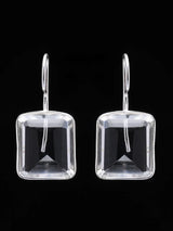 Cushion Cut Crystal Sterling Silver Dangle Earrings