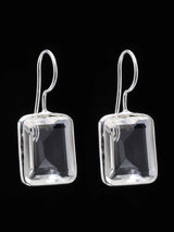 Cushion Cut Crystal Sterling Silver Dangle Earrings