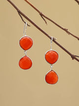 Faceted Red Onyx Sterling Silver Dangle Earrings