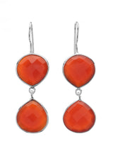 Faceted Red Onyx Sterling Silver Dangle Earrings