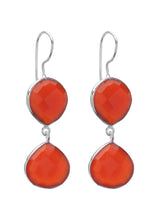 Faceted Red Onyx Sterling Silver Dangle Earrings