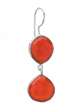 Faceted Red Onyx Sterling Silver Dangle Earrings