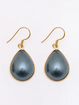 Teardrop Synthetic Pearl Gold Plated Sterling Silver Dangle Earrings