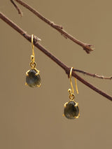 Labradorite Teardrop Gold Plated Sterling Silver Drop Earrings