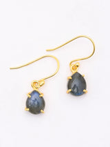 Labradorite Teardrop Gold Plated Sterling Silver Drop Earrings