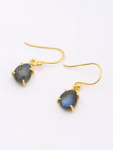 Labradorite Teardrop Gold Plated Sterling Silver Drop Earrings