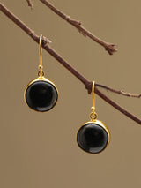 Hematite and Gold Plated Sterling Silver Hook Earrings