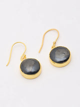 Hematite and Gold Plated Sterling Silver Hook Earrings