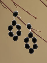 Faceted Black Onyx Sterling Silver Chandelier Earrings
