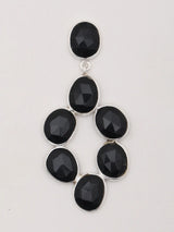 Faceted Black Onyx Sterling Silver Chandelier Earrings